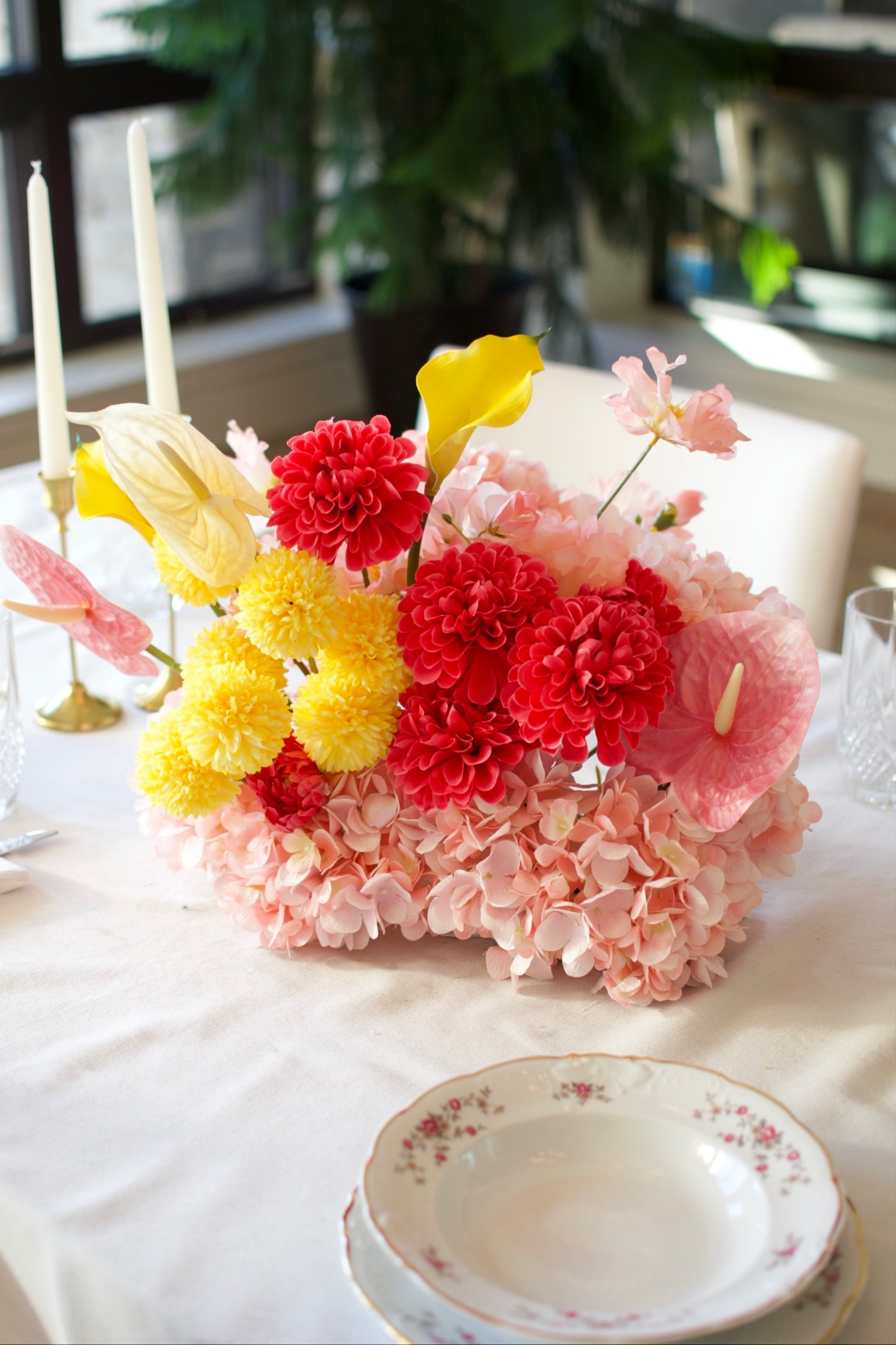 Yellow and Pink Centerpiece