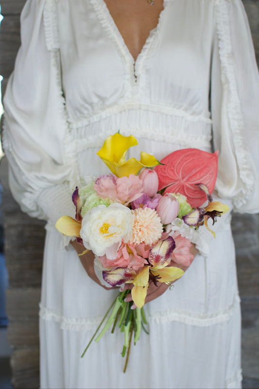 Pink and Yellow Bridal Bouquet