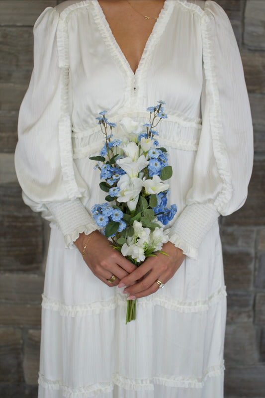 White and Blue Bridesmaid Bouquet