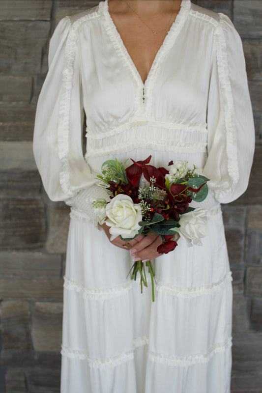 Burgundy Round Bridesmaid Bouquet