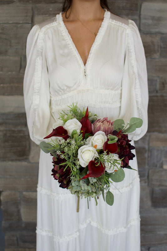 Burgundy Round Bridal Bouquet