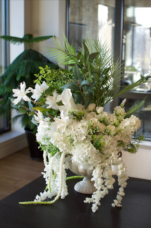 White and Green Ceremony Arrangement